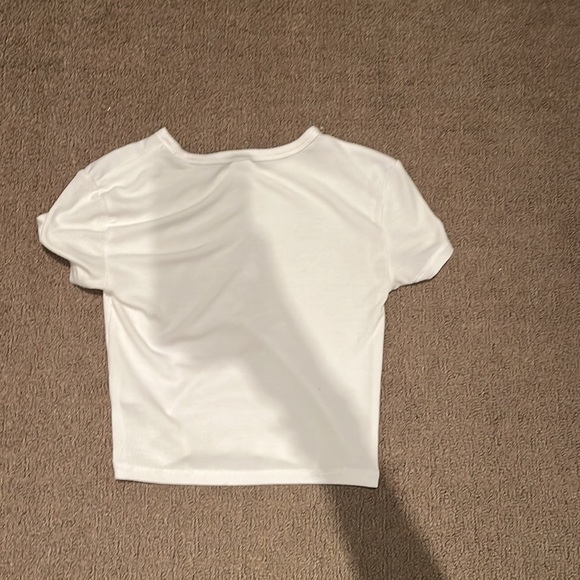 Sunday best “Little Ribbed Tshirt.” In white. Size 2XS. - Picture 2 of 3
